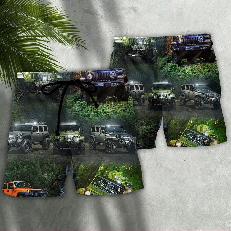 Jeep Dark Jungle Jeep Beach Short For Men And Women