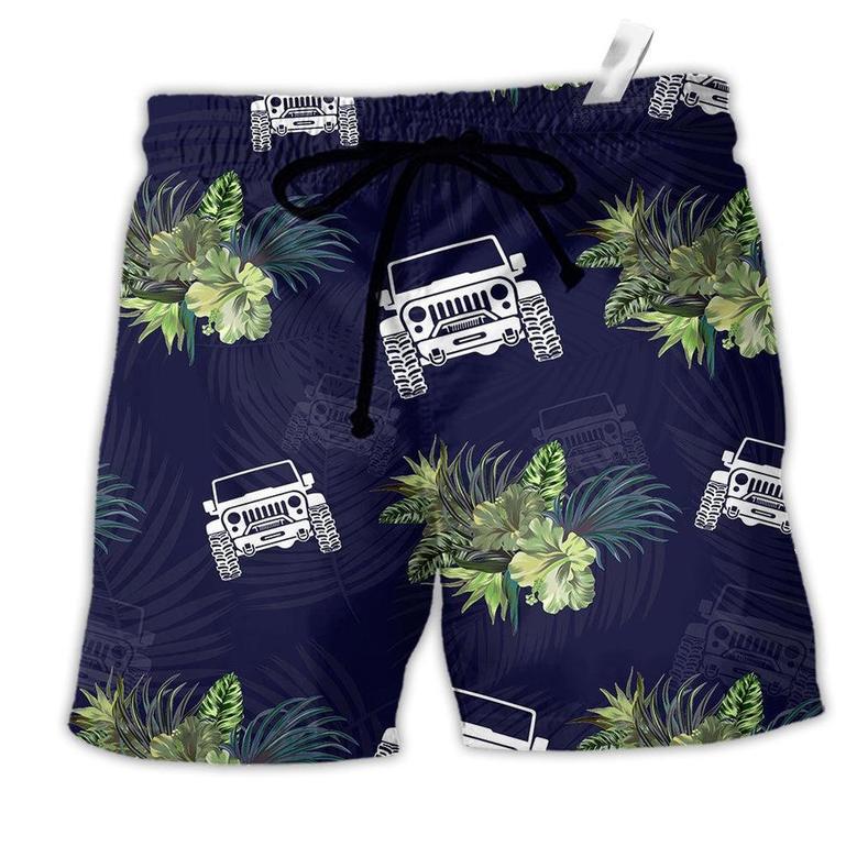 Jeep Tropical Floral Blue Beach Short