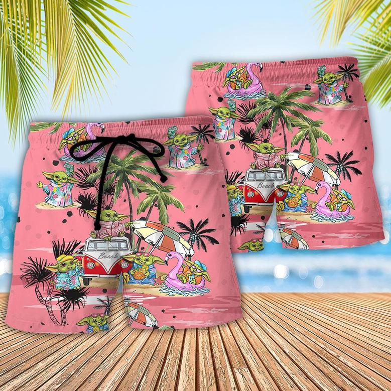 SW Disney Baby Yoda Pink Beach Short Family