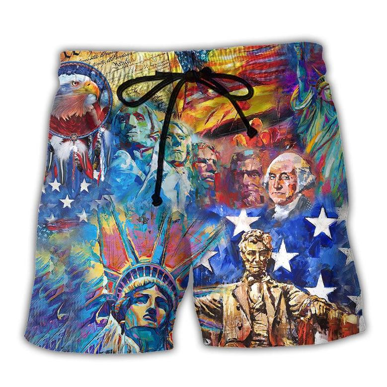 America My Patriotic Heart Beats Red White and Blue Freedom Beach Short