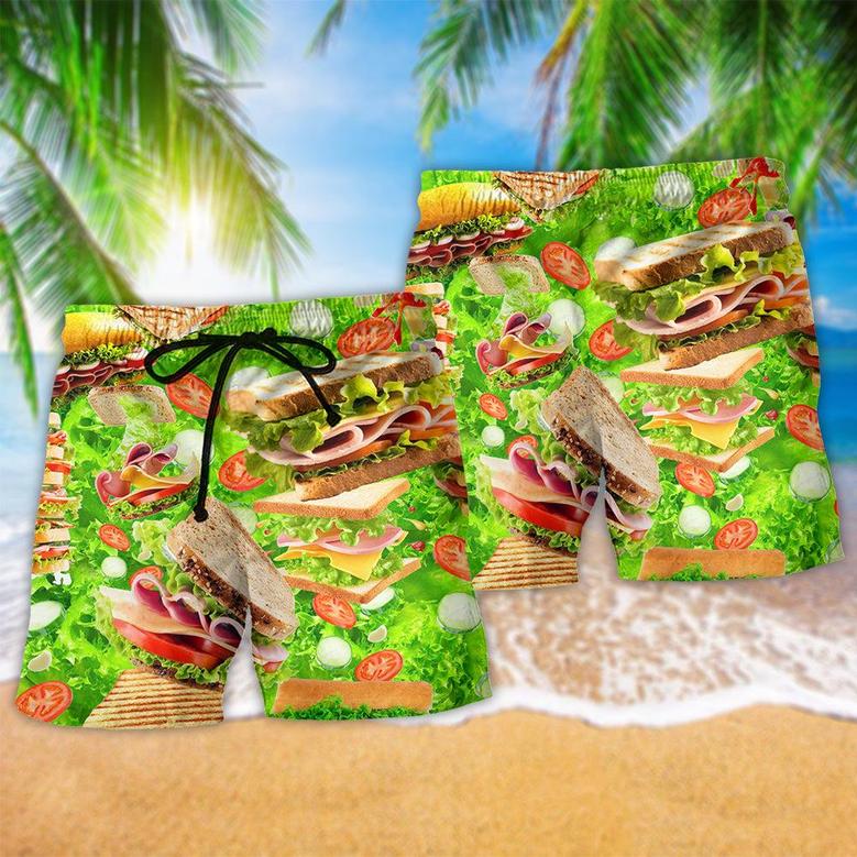 Food All You Need Is Love And A Tasty Sandwich Salad Beach Shorts