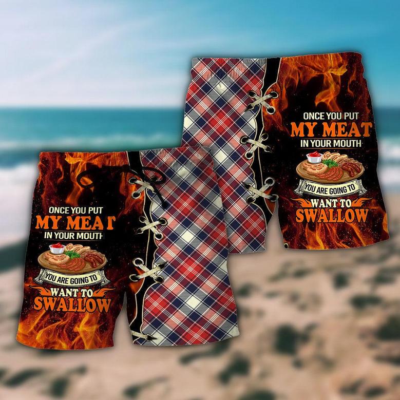 Food Barbecue Grill Once You Put My Meat In Your Mouth Beach Shorts