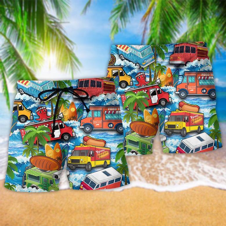 Food Life Is Better With Food Truck Summer Beach Shorts