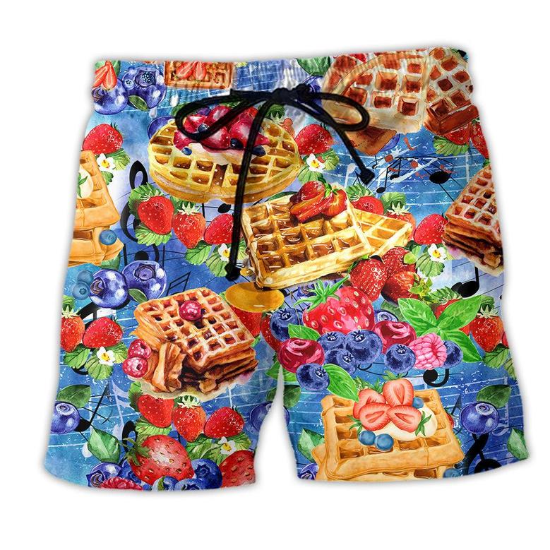 Food Pancake With Strawbery And BlueBery Beach Shorts