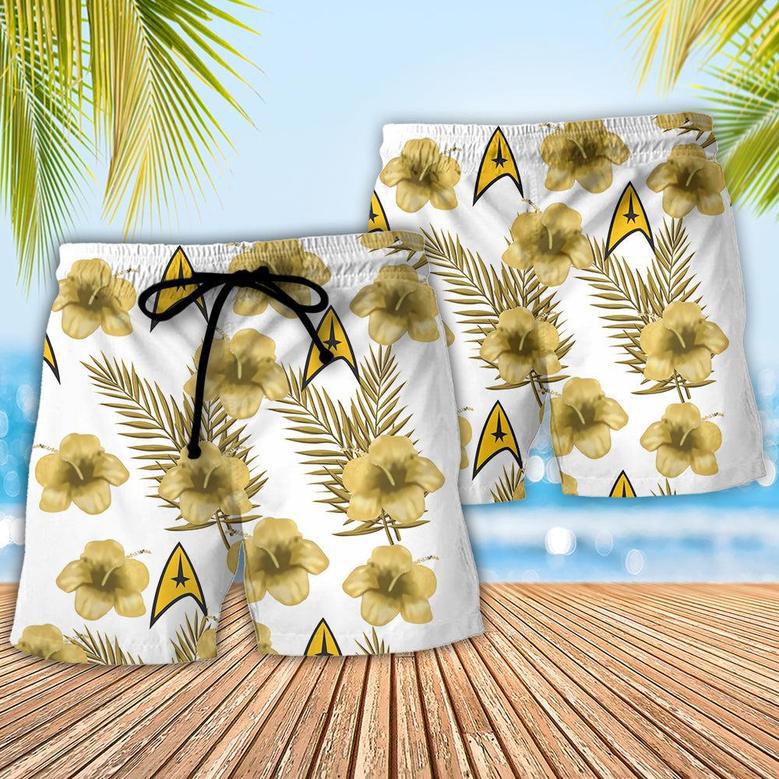 Hibiscus Floral Star Trek Starships Beach Short Family