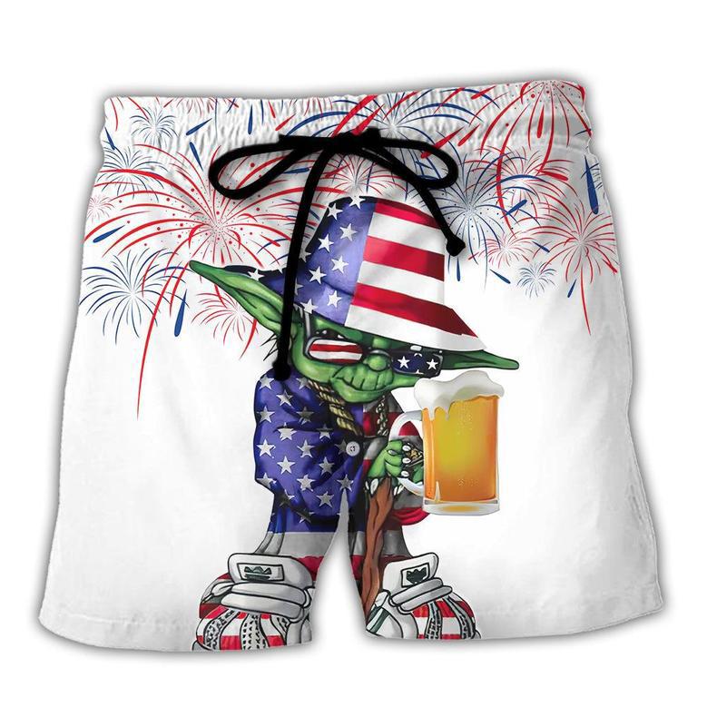 Independence Day SW Yoda With Beer Beach Short Family