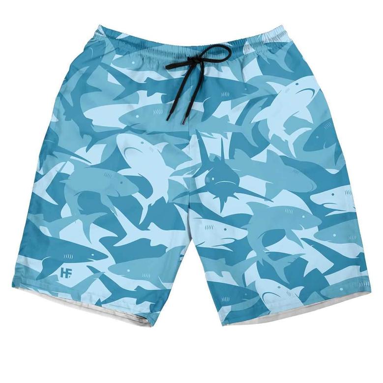 Ocean Shark Blue Camouflage Hawaiian Short