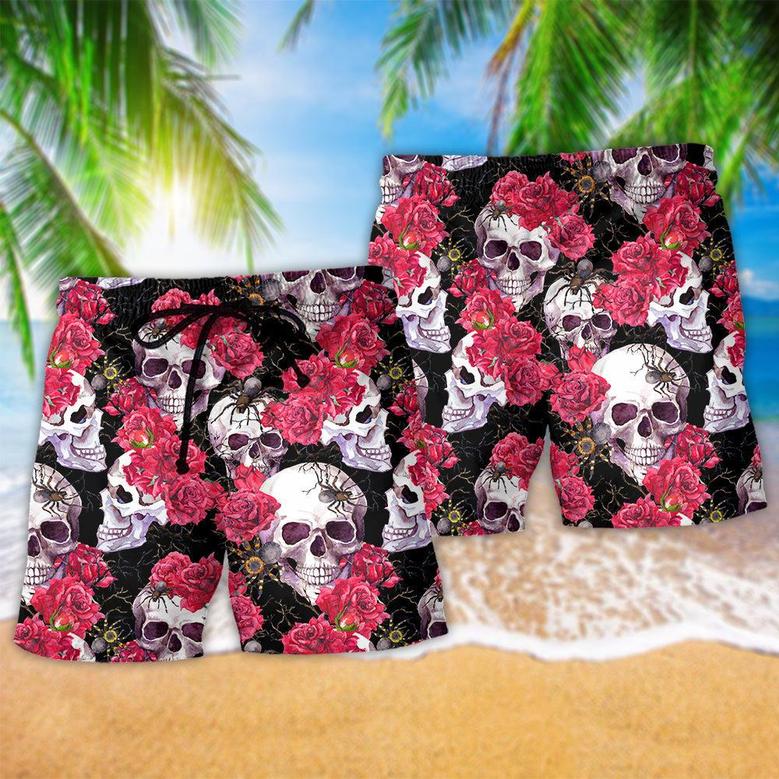 Skull And Roses Floral Beach Short