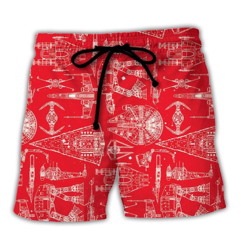 SPACE SHIPS Starwars RED Beach Short Family