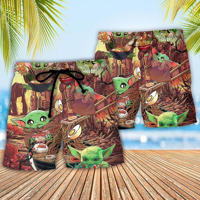 Starwars Baby Yoda Cute Ramen Beach Short Family