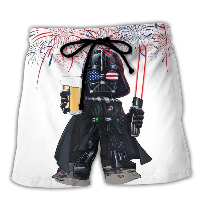 Starwars Independence Day Darth Vader With Beer Beach Short Family