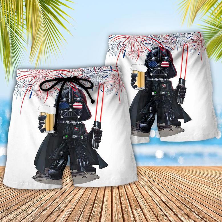 Starwars Independence Day Darth Vader With Beer Beach Short Family