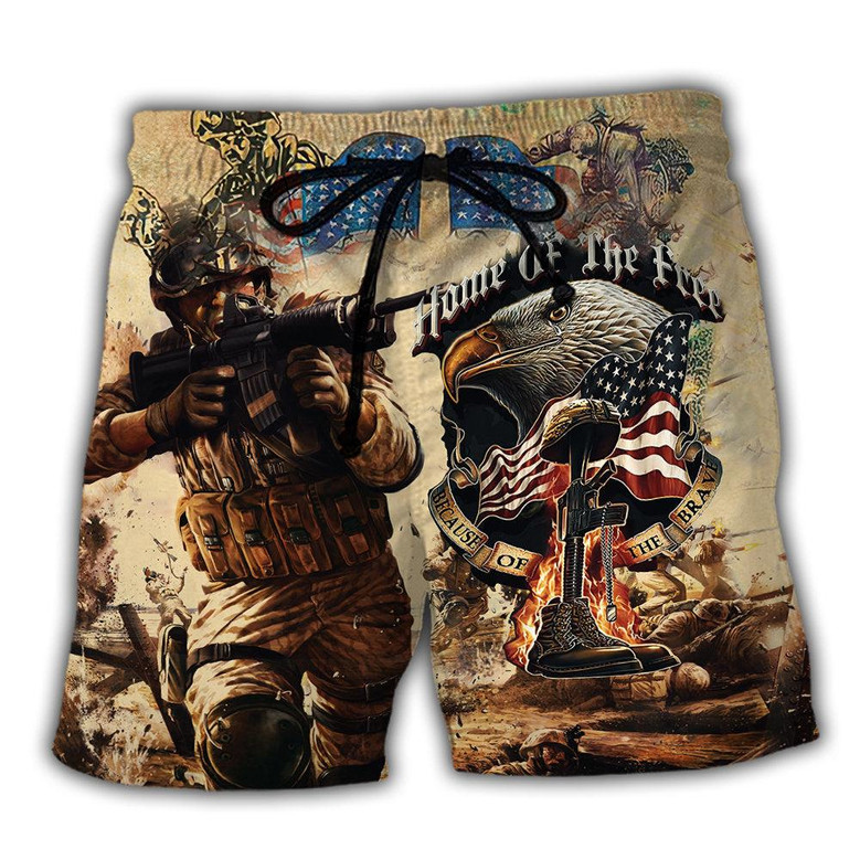 Veteran Army America Home Of The Free Because Of The Brave Beach Short