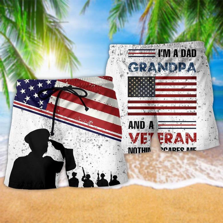 Veteran I Am A Dad Grandpa And A Veteran Beach Short