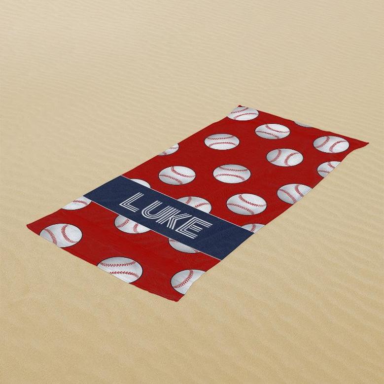 Baseball Custom Name Beach Towel for Boys Gift