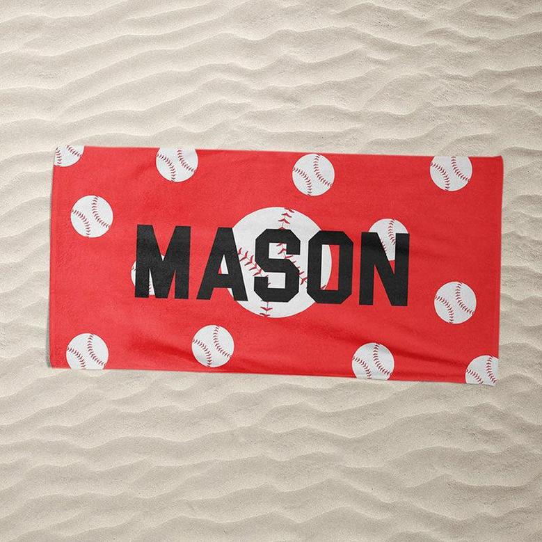 Personalized Balls Sports Party And Name Beach Towel