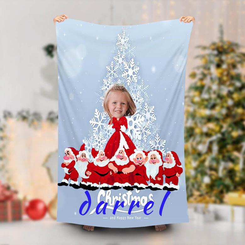 Personalized Christmas Dwarfs Snowwhite Beach Towel