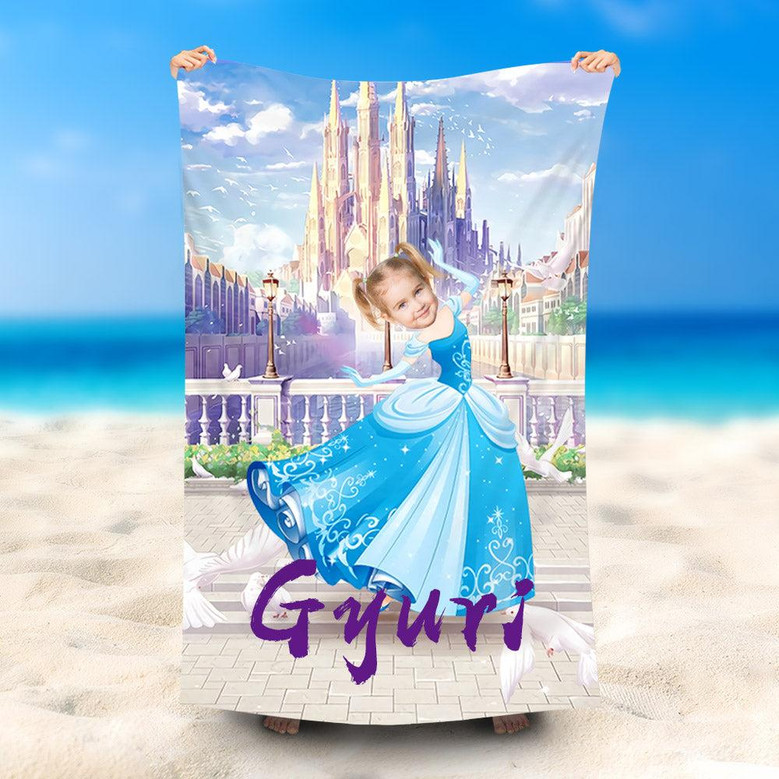 Personalized Cinderella Princess Castle Beach Towel Seseable UK