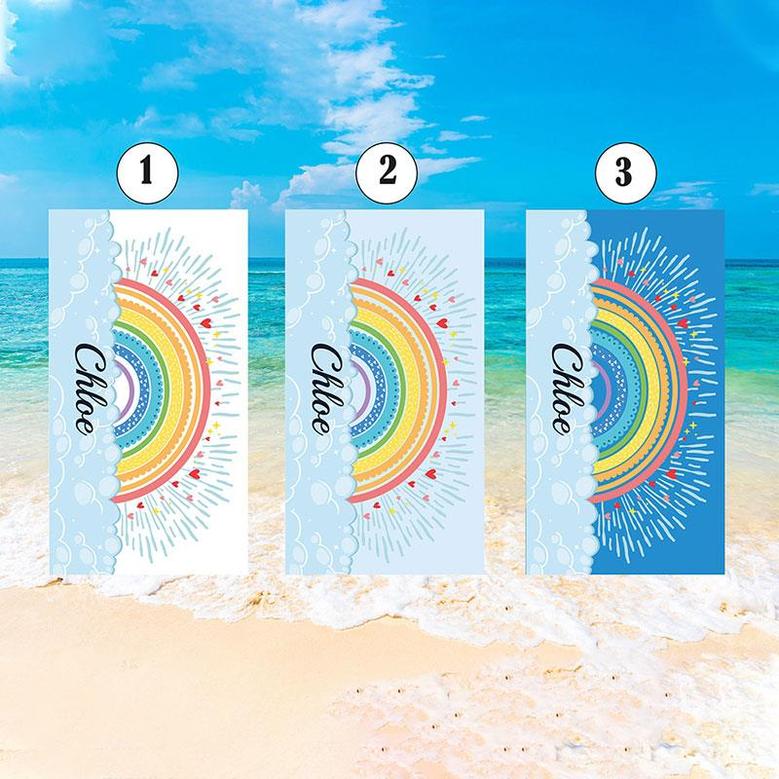 Personalized Colorful Rainbow Name Summer Beach Towel