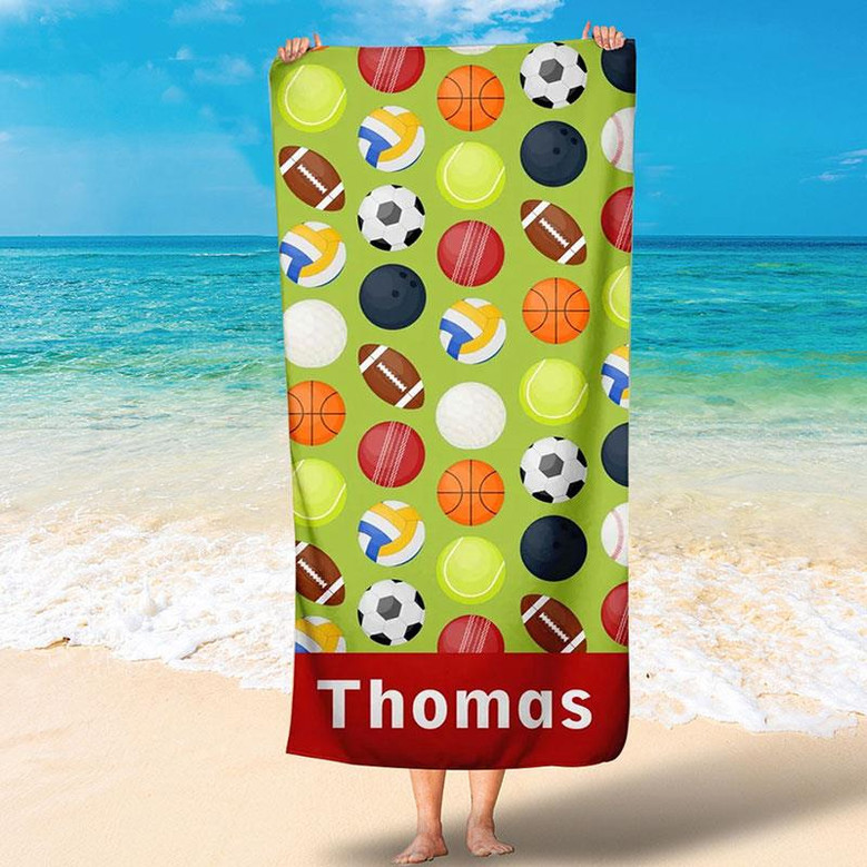 Personalized Differ Ball Sports Name Beach Towel