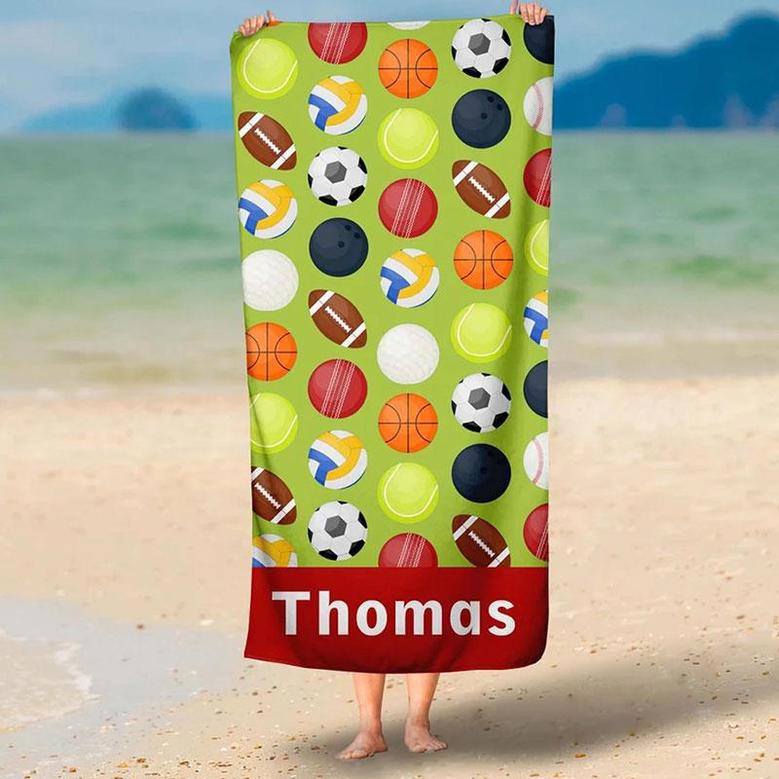 Personalized Differ Ball Sports Name Beach Towel