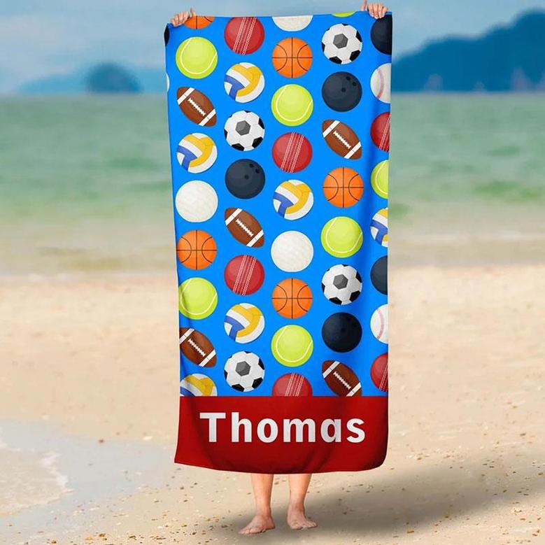 Personalized Differ Ball Sports Name Beach Towel