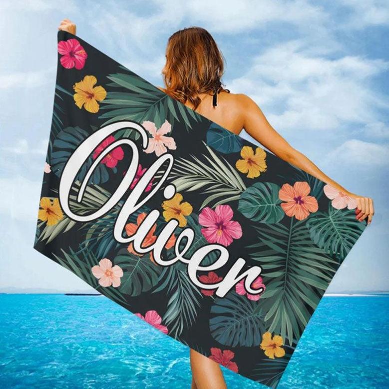 Personalized Fruit Leaves Name Summer Beach Towel