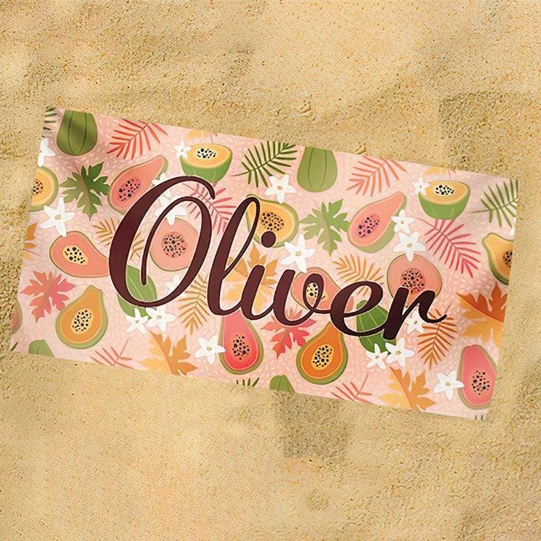 Personalized Fruit Leaves Name Summer Beach Towel