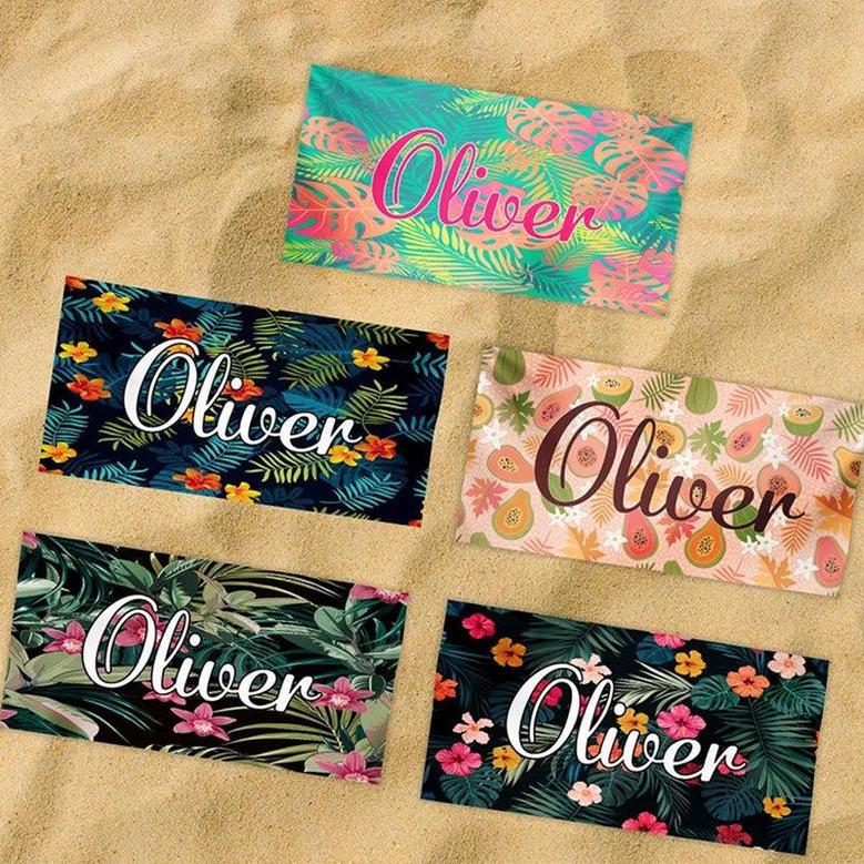 Personalized Fruit Leaves Name Summer Beach Towel