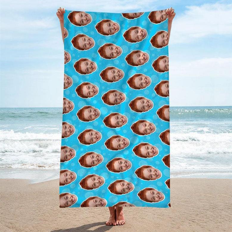 Personalized Funny Kids Beach Towel With Faces Photo