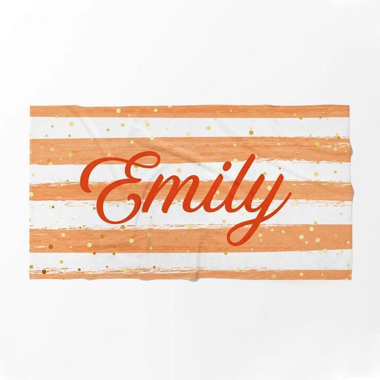 Personalized Glitter Stripes Name Summer Beach Towel