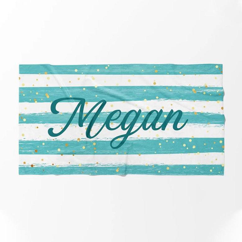 Personalized Glitter Stripes Name Summer Beach Towel