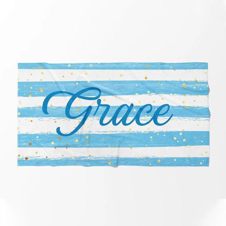 Personalized Glitter Stripes Name Summer Beach Towel