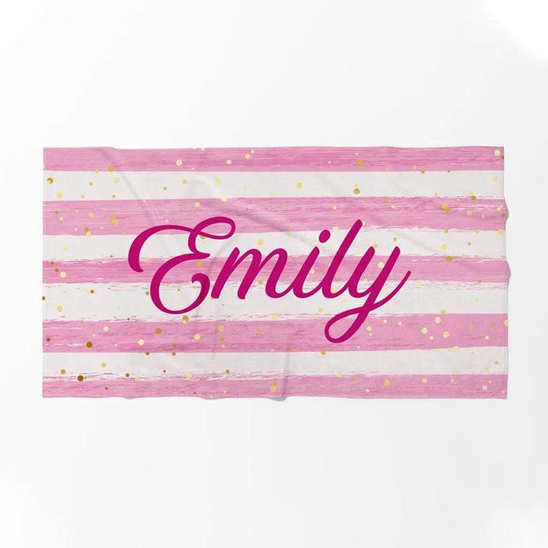 Personalized Glitter Stripes Name Summer Beach Towel