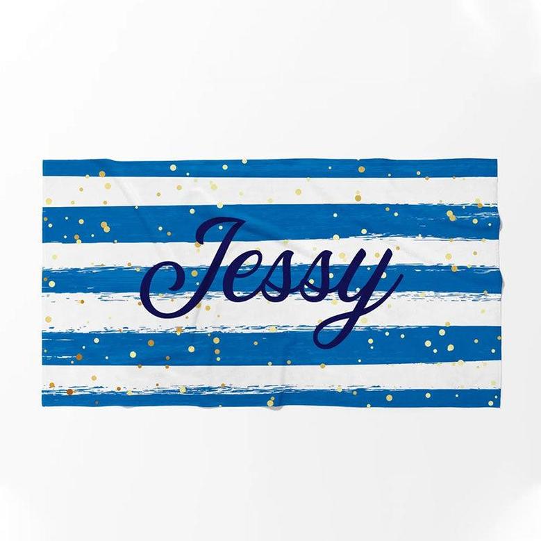 Personalized Glitter Stripes Name Summer Beach Towel