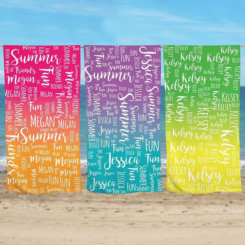 Personalized Gradient And Name Summer Beach Towel