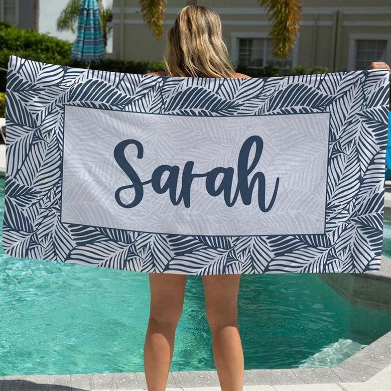 Personalized Leaves Name And Text Summer Beach Towel