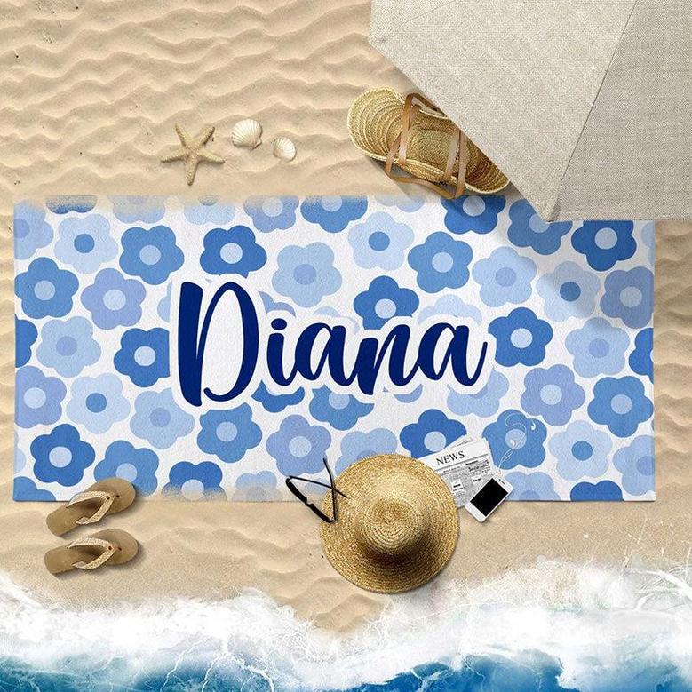 Personalized Little flowers And Name Summer Beach Towel