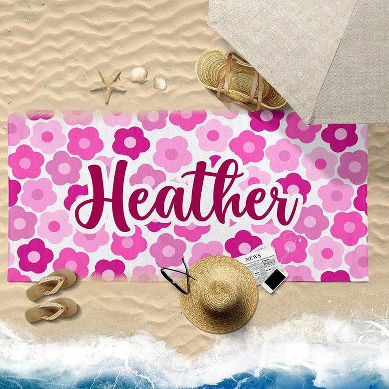 Personalized Little flowers And Name Summer Beach Towel