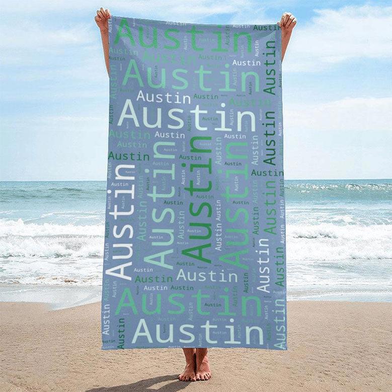 Personalized Name And Summer Fun Design Beach Towel