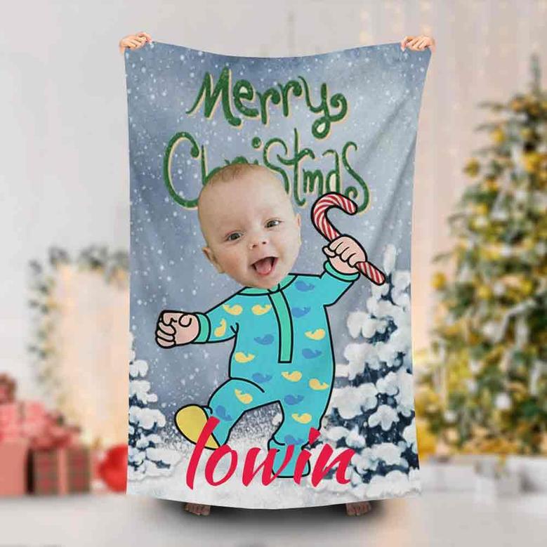 Personalized Name Christmas Snow Baby Beach Towel