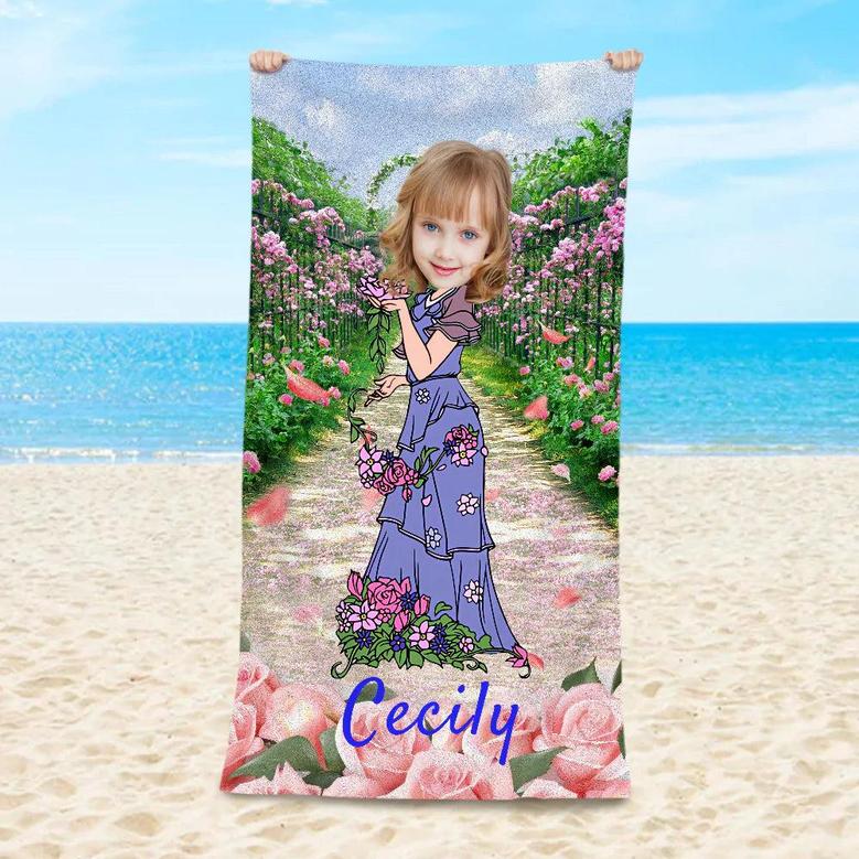 Personalized Noble Lady Floral Garden Beach Towel