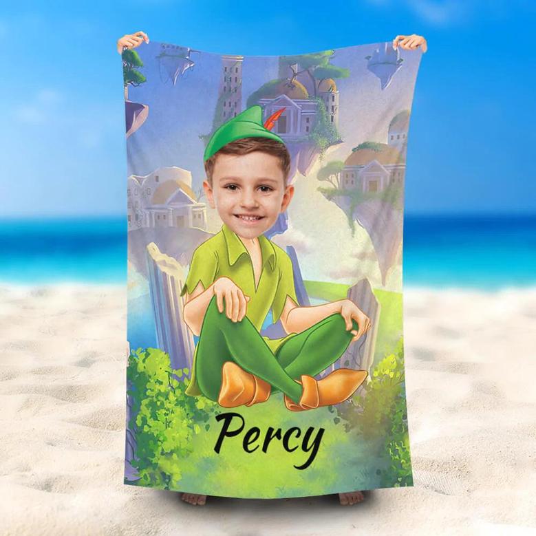 Personalized Peter Pen Summer Beach Towel With Photo