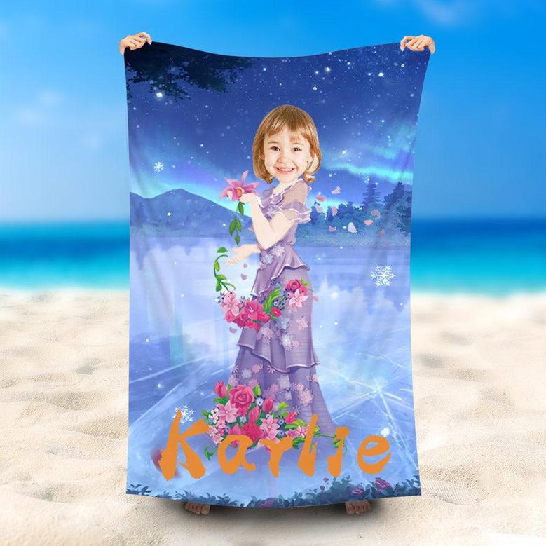 Personalized Purple Dress Princess Night Beach Towel