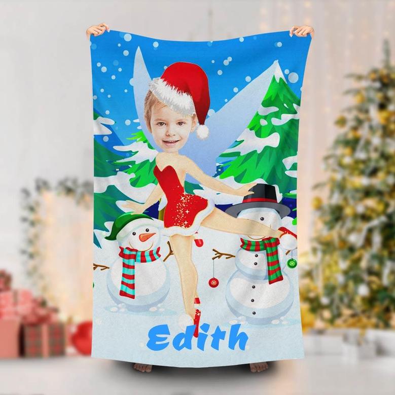 Personalized Red Santa Fairy Snowman Face Beach Towel