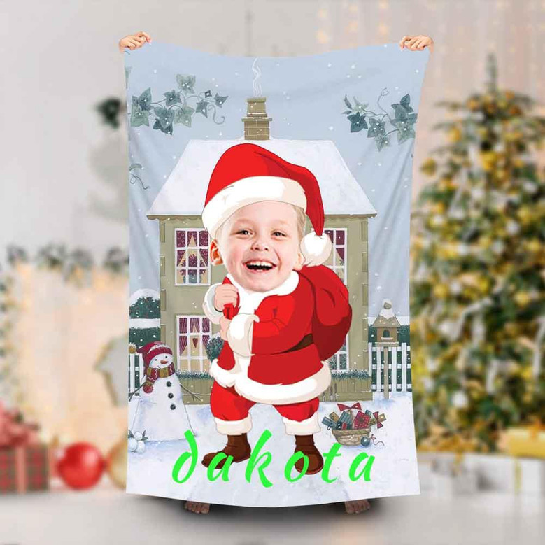 Personalized Santa Christmas Beach Towel For Boy