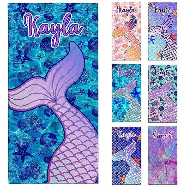 Personalized Sea World Mermaid Beach Towel