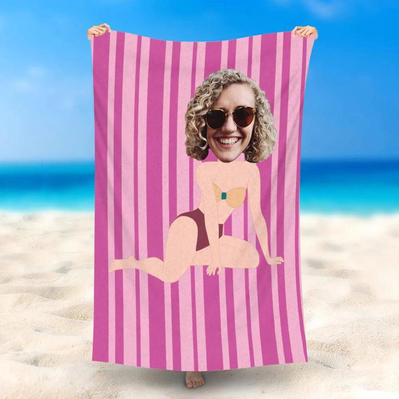 Personalized Sexy Bikini Lady Beach Towel With Photo