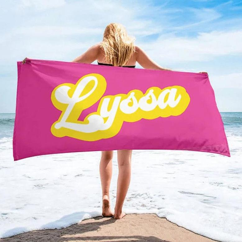 Personalized Summer Name And Solid Color Beach Towel