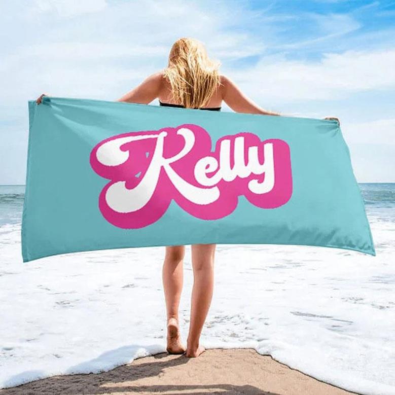 Personalized Summer Name And Solid Color Beach Towel